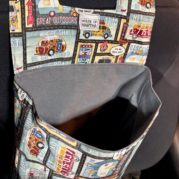 Car Trash/Utility Tote Bag Plates 9” wide x 4”deep x 12” long 10” strap Handmade - Picture 2 of 5